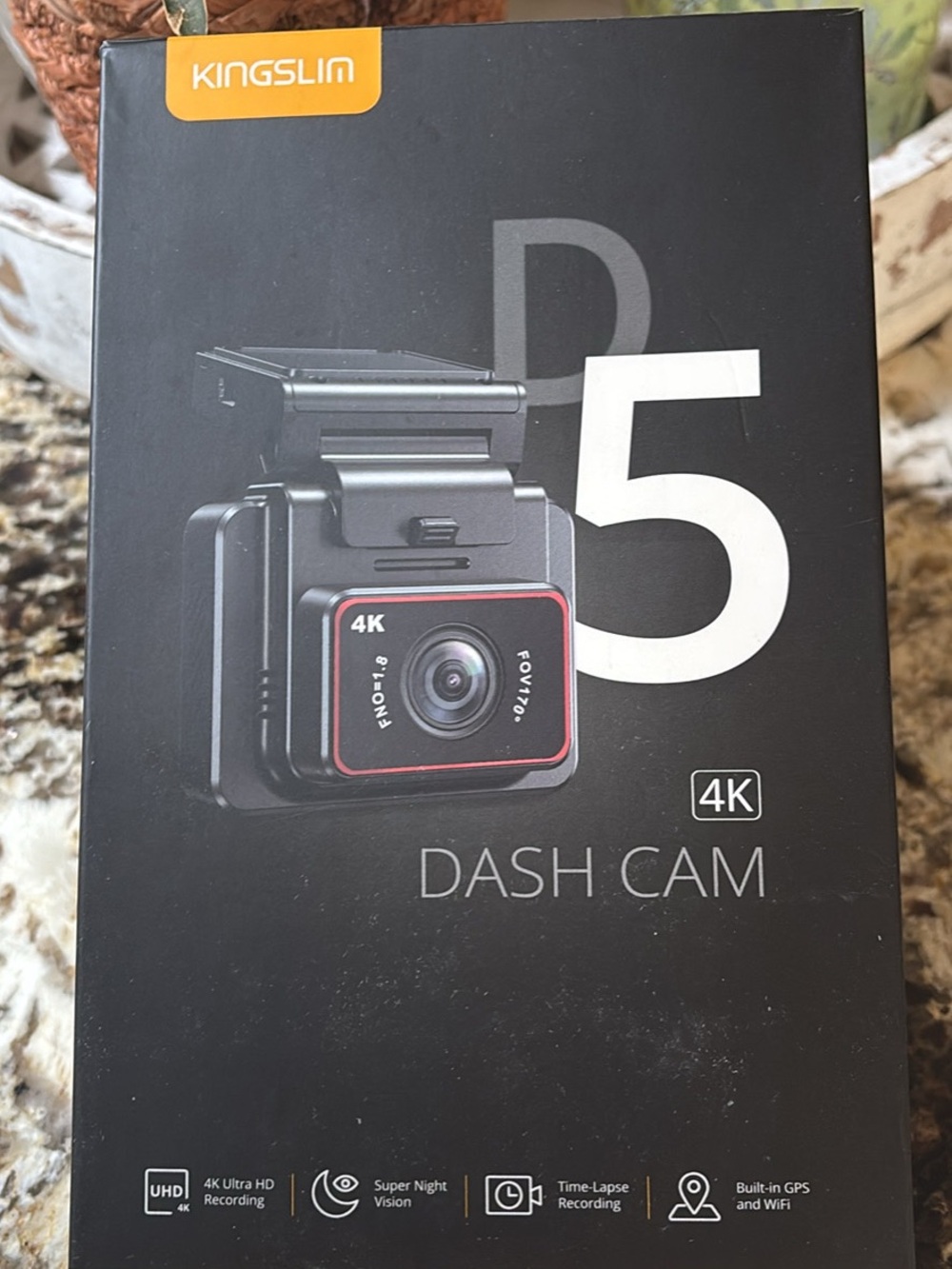 KIngslim D5 4K Dash Cam — Black with Red Trim